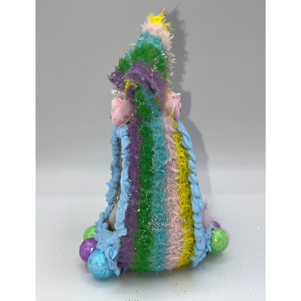 Vintage Ceramic Ornament Bunny Diorama Egg Greenbrier Pastel Eggs Flowers OOAK - Picture 10 of 13